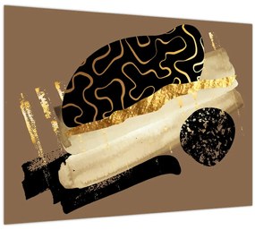 Tablou pe sticlă - Abstracție maro auriu N⁰3 (70x50 cm)