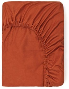 Cearșaf elastic din bumbac Good Morning, 180 x 200 cm, portocaliu închis