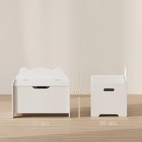 AIYAPLAY Cutie pentru jucării din lemn în formă de urs cu capacitatea de 20 kg, 60x38x48 cm, alb | Aosom Romania