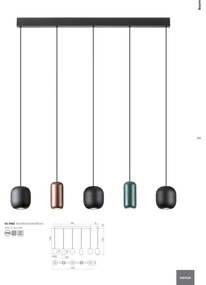 Lustră pe cablu Redo 01-3481 BOOM 5xGU10/10W/230V negru/verde/maro