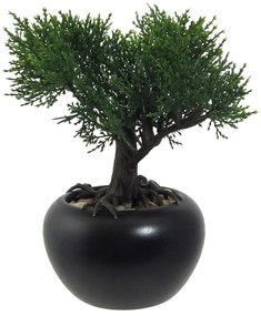 Bonsai artificial Cedru, în ghiveci, verde, 19 cm