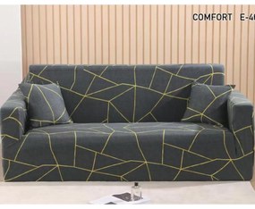 Set huse elastice pentru canapea 3 locuri si 2 fotolii, cu brate, spandex, gri antracit, HES-79