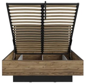 Pat dublu cu spațiu de depozitare OREN 140x200 cm, maro/negru