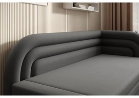 Canapea taupe extensibilă/cu spațiu de depozitare cu tapițerie din catifea cu colț pe partea dreaptă 223 cm Fabillo – ELTAP