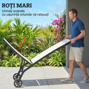 Outsunny Set de 2 Șezlonguri Rabatabile pe 5 Niveluri, Șezlonguri din Aluminiu și Țesătură Respirabilă, 66x165x102 cm, Albastru | Aosom Romania