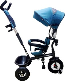 Tricicleta cu copertina Baby Care™ My first Trike , roti cauciuc, pedale si maner pentru parinti, scaun reversibil cu invartire 360 grade , cadru