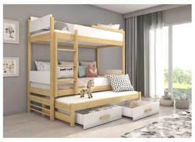 Pat Supraetajat 3 Persoane Cu Saltea QUEEN Pin 90x200cm