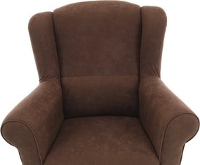 Fotoliu cu taburet, material maro, ASTRID