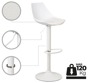 Scaune de bar albe cu înălțime ajustabilă 2 buc. din imitație de piele (înălțime șezut 56,5 cm) – Casa Selección