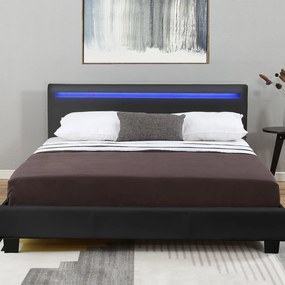 Pat tapitat "Verona" 120 x 200 cm cu iluminare LED negru