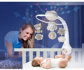 Infantino - Carusel muzical 3în1 pentru pătuț, 3xAAA, maro