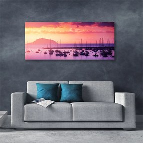 Tablou pe panza canvas Marea Peisaj Orange Purple