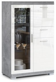 Comodă SIMPLE KWD3SZ1 BETON / ALB LUCIOS