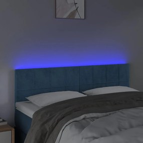 Tablie de pat cu LED, albastru inchis, 144x5x78 88 cm, catifea 1, Albastru inchis, 144 x 5 x 78 88 cm