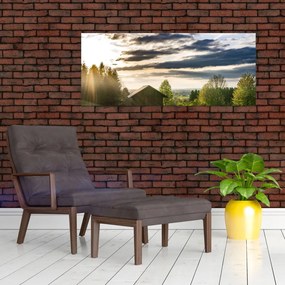 Tablou cabana în pădure (120x50 cm)
