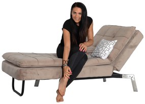 Fotoliu extensibil, gri maro TAUPE/crom, REMAN