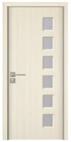 Usa Interior din MDF Novo Doors ND319, Cadru din Lemn Masiv, Geam Sablat, KIT COMPLET, Toc , Manere si balamale incluse (Culoare: Crem, Dimensiune: