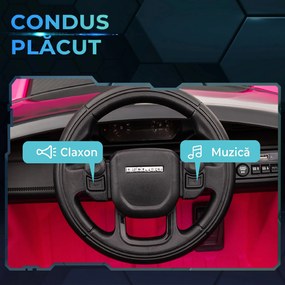 AIYAPLAY Mașină Electrică Copii cu Licență Land Rover Discovery, cu Faruri, Claxon și Centură, din Plastic și Metal, 106x65,5x51 cm, Roz | Aosom Romania