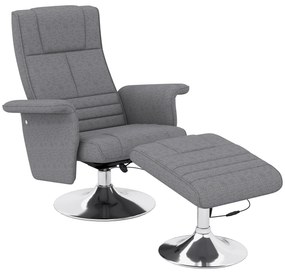 HOMCOM Fotoliu de masaj și reclinabil cu suport pentru picioare, din material textil cu efect de in, 78x90x93 cm, Gri Închis | Aosom Romania
