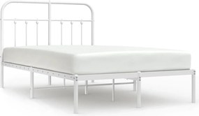 vidaXL Cadru de pat metalic cu tăblie, alb, 120x200 cm