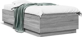 vidaXL Cadru de pat, gri sonoma, 100x200 cm, lemn prelucrat