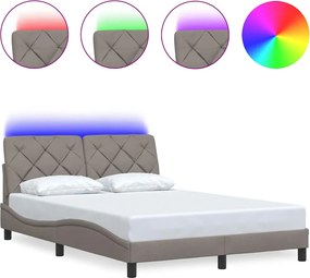 vidaXL Cadru de pat cu LED fără saltea Taupe 140x200 cm Material