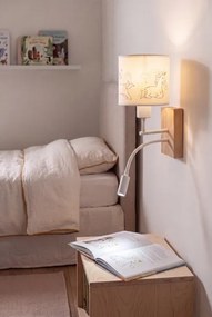 Brilagi - LED Flex. lampă BOBO WOOD 1xE27/25W/230V + LED/3W stejar/alb/unicorni