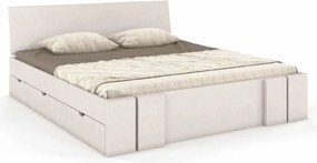 Pat lemn masiv TerraCraft Model 4 cu Sertar Fag Personalizabil - 200x200, Alb Pur