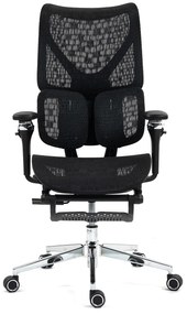 ErgoPro X866 Scaun ergonomic, Sezut Translatie, cotiere 6D, Tetiera 3D, Spătar reglabil pe 5 trepte, Suport lombar 3-Zone, Suport picioare, Baza Metalica, Full Mesh, Negru