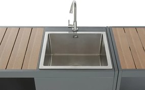 Set bucătărie de exterior din aluminiu și lemn compozit, 236 x 50 x 91 cm, „Isla Outdoor Kitchen Set"
