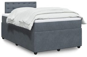 vidaXL Pat box spring cu saltea, gri închis, 120x200 cm, catifea