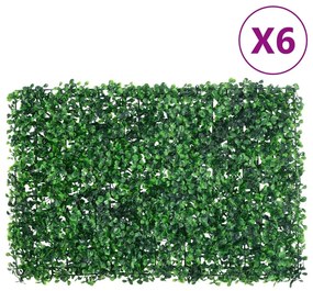 vidaXL Gard din frunze de arbust artificiale, 6 buc., verde, 40x60 cm