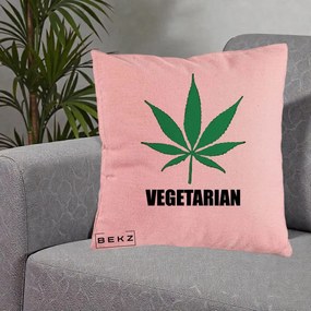 Perna Decorativa Vegetarian cu Frunza, 40x40 cm, Roz, Husa Detasabila, Perna Inclusa, BEKZ®