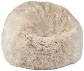 Pouf rotund din 100% blană naturală de oaie din Noua Zeelandă, cu fir lung, D93 × 92 cm, „Linen L”