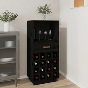 821536 vidaXL Dulap de vinuri, negru, 45x34x100 cm, lemn masiv de pin
