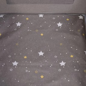 Patut pliant transformabil in tarc copii NOVOKIDS™ Onceuponatime NEST, 62X125 cm, 2 Niveluri, Jucarie Carusel muzical, Fermoar acces lateral, Gri