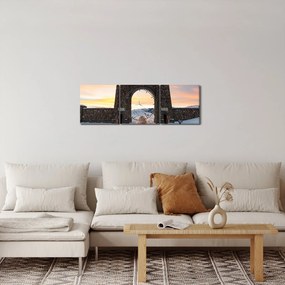 Tablou cu poarta, Yellowstone (cu ceas) (90x30 cm)