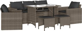 vidaXL Set mobilier grădină cu perne, 6 piese, gri, poliratan