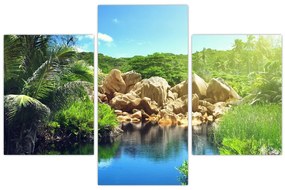 Tablou cu lac în jungla din Seychelles (90x60 cm)