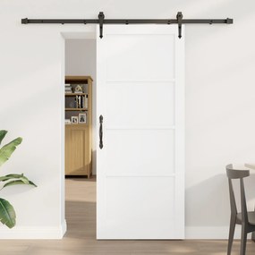 Ușa glisantă vidaXL cu set de componente alb 83x202 cm din lemn de pin