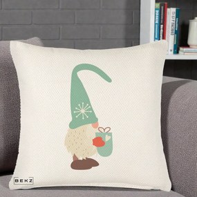 Perna Decorativa Gnom Nordic cu Cana Calda Menta, 40x40 cm, Crem Reliefat, Husa Detasabila, Perna Inclusa, BEKZ®