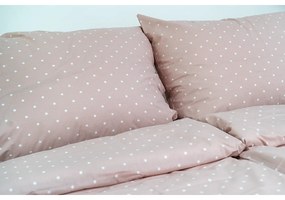 Stanex Lenjerie de pat din bumbac cu buline roz, 140 x 220 cm, 70 x 90 cm