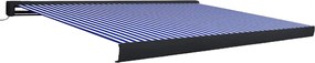 vidaXL Copertină motorizată tip casetă, albastru și alb, 400 x 300 cm