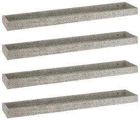 330238 vidaXL Rafturi de perete Loggia, 4 buc., gri beton, 80x15x4 cm, MDF
