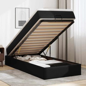 vidaXL Cadru de pat otoman cu saltea neagră 90x190cm piele artificială