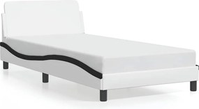 vidaXL Cadru de pat Dover alb și negru 100x200cm piele artificială
