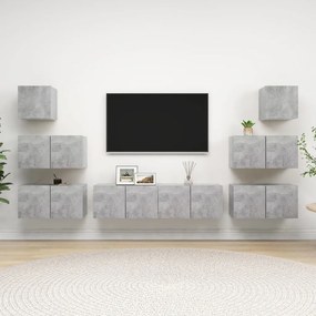 vidaXL Set de dulapuri TV, 8 piese, gri beton, lemn prelucrat