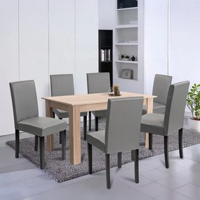 Set de masă Leon 6+1, gri stejar Sonoma