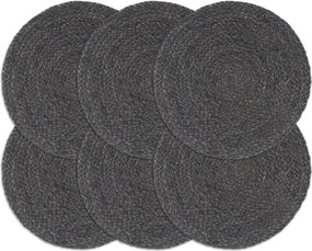 vidaXL Naproane, 6 buc., gri închis, 38 cm, iută, rotund