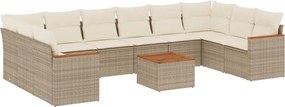 vidaXL Set canapele de grădină cu perne, 11 piese, bej, poliratan